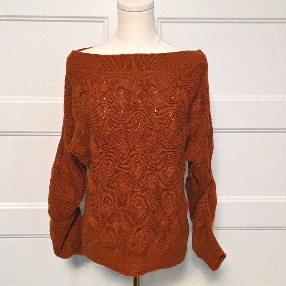 Cozy Cable Knit Sweater in Rust